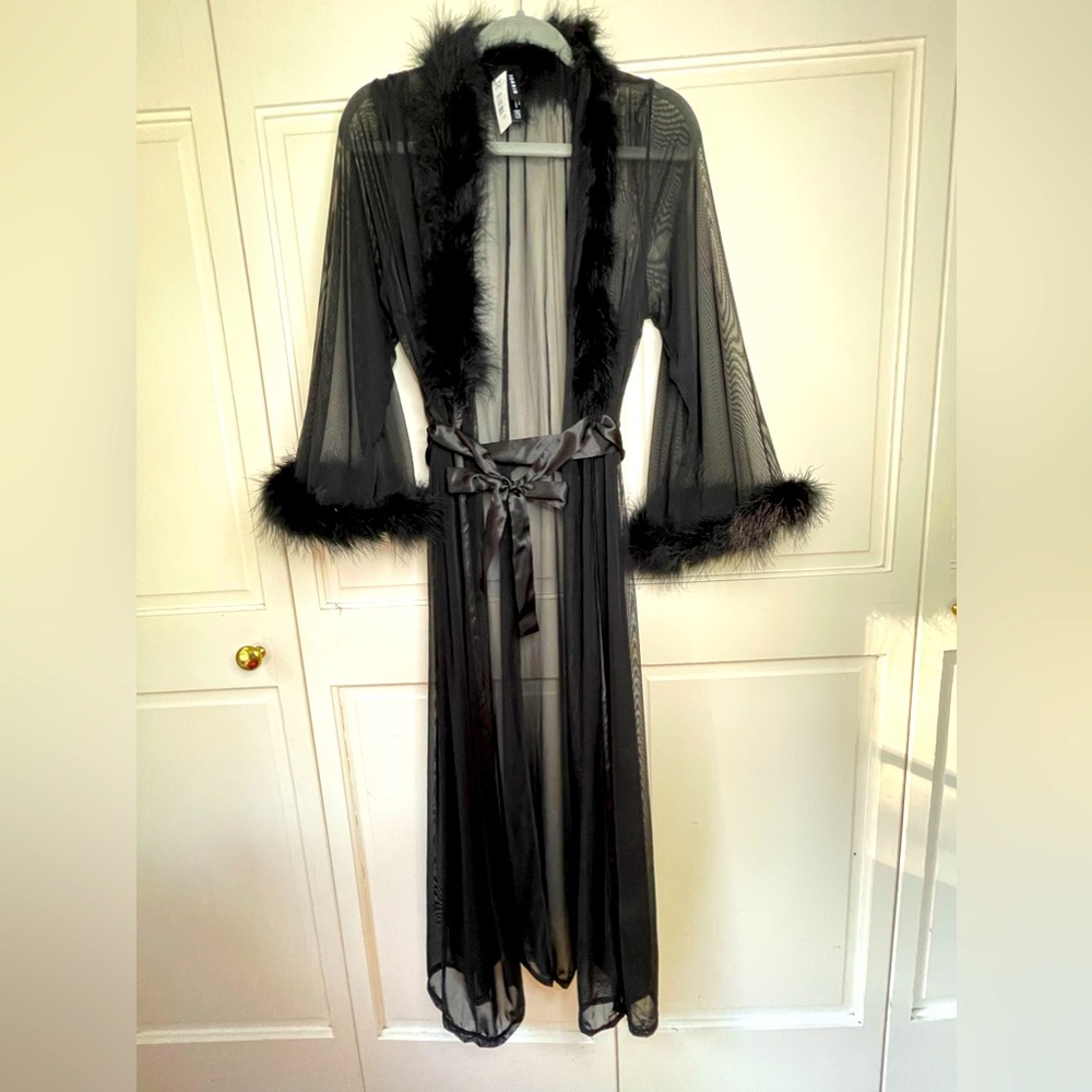 NEW black feather robe